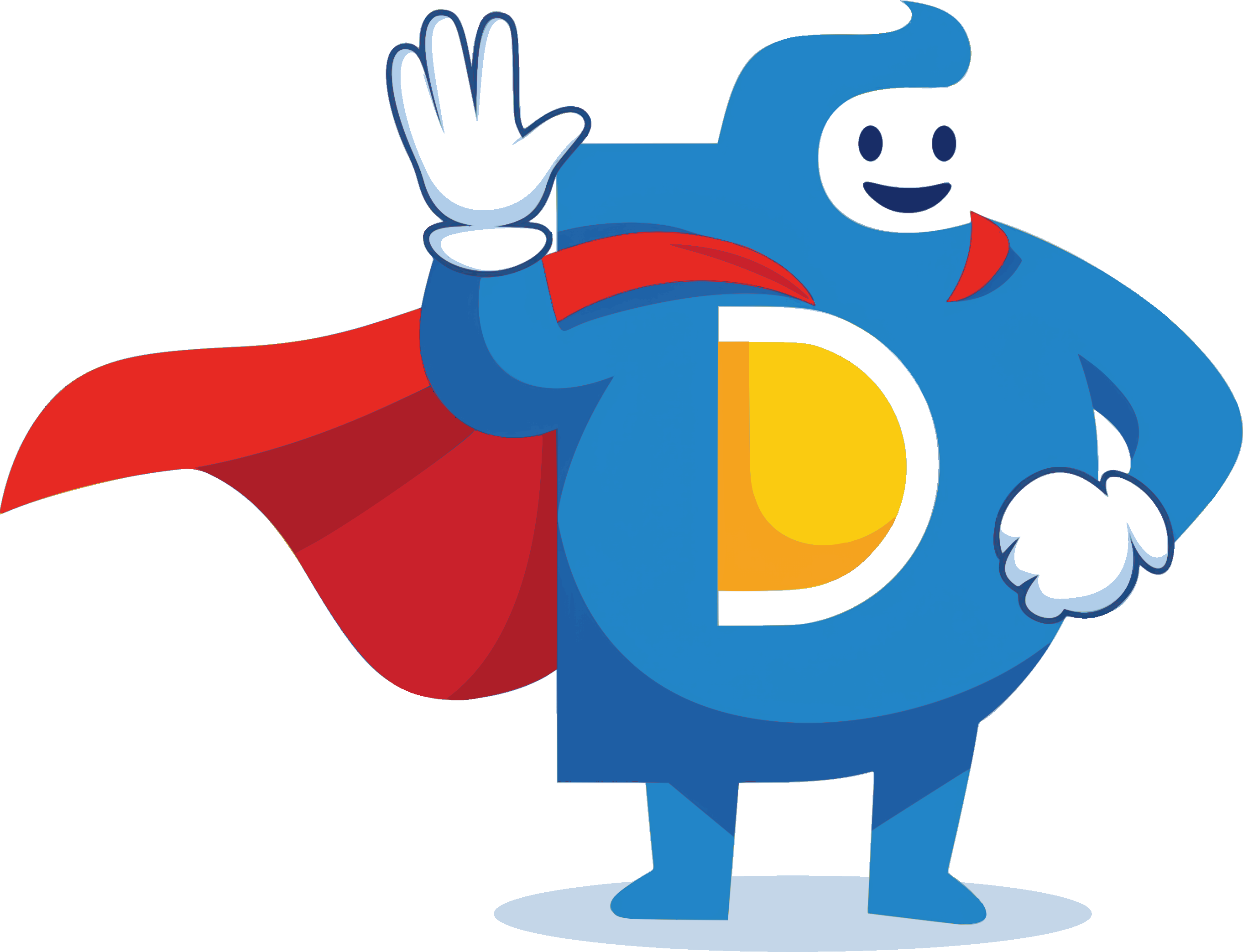 Doey mascot waving
